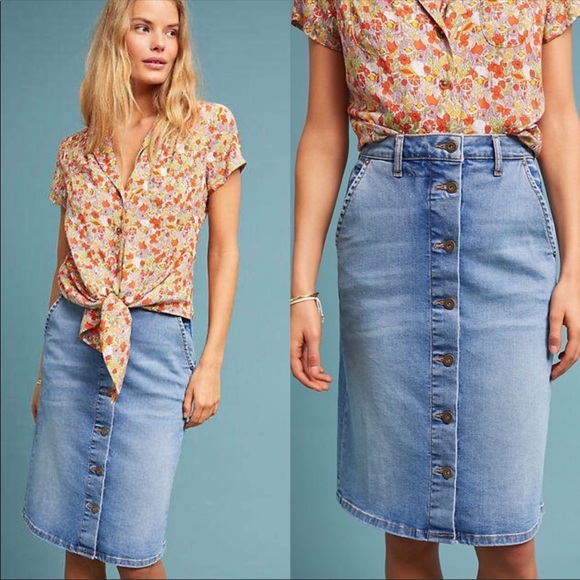 🆕NWT button-down denim midi skirt